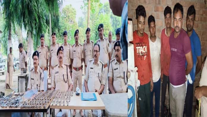 भागलपुर: नवगछिया पुलिस की बड़ी कार्रवाई, दर्जनों अर्धनिर्मित हथियार के साथ 4 अपराधियों को दबोचा