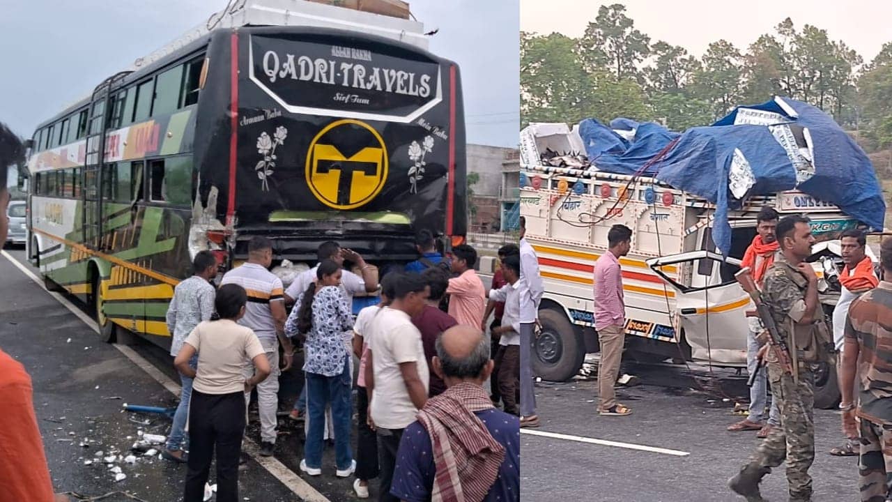 गिरिडीह: बगोदर के औरा में पिकअप वैन ने खड़ी बस में मारी टक्कर, एक की मौत, एक गंभीर रूप से घायल 