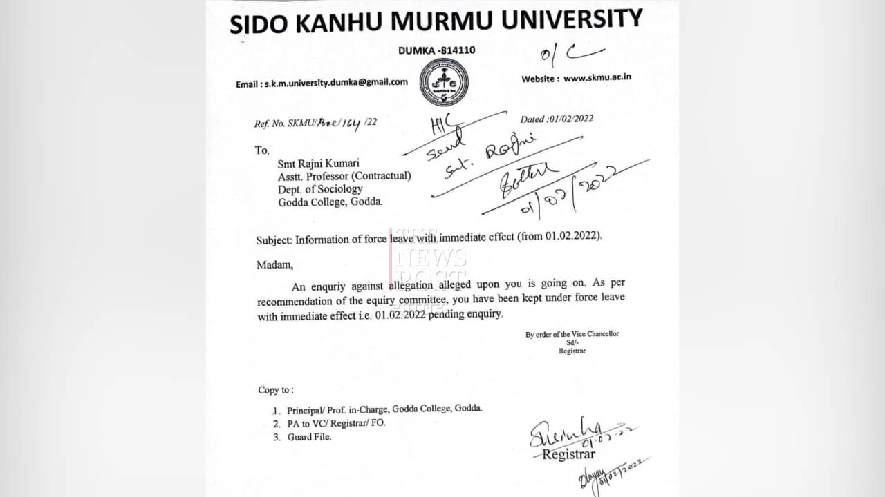 EXCLUSIVE : सोहराय विवाद गहराया, छात्रों के विरोध के बाद लंबी छुट्टी पर भेजी गई प्रो रजनी मुर्मू