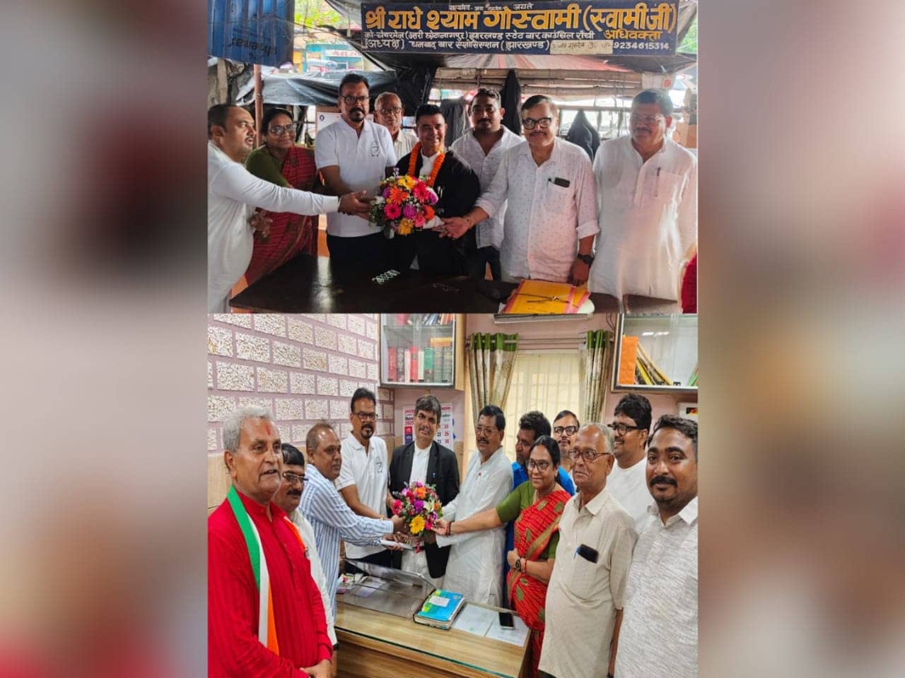 बार एसोसिएशन के अध्यक्ष -महासचिव को अशोक सिंह और कांग्रेस टीम ने दी बधाई