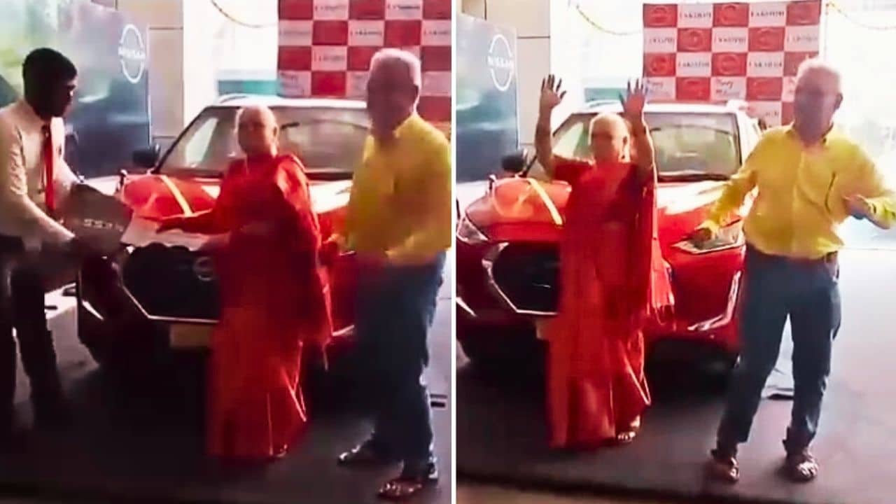 दिल है छोटा सा....नई कार देख बच्चों की तरह उछलने लगा बुज़ुर्ग दंपत्ति, VIRAL VIDEO देख गदगद हुए लोग