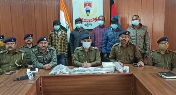 PLFI  के 5 उग्रवादी गिरफ्तार, भारी मात्रा में हथियार,बाइक और नगदी बरामद