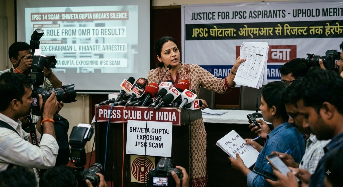 JPSC 14 Scam :  श्वेता गुप्ता के खुलासे से JPSC घोटाले में नया मोड़, OMR से रिजल्ट तक किसकी थी भूमिका ? गिरफ्तार अध्यक्ष एल ख्यांगते पर गंभीर आरोप