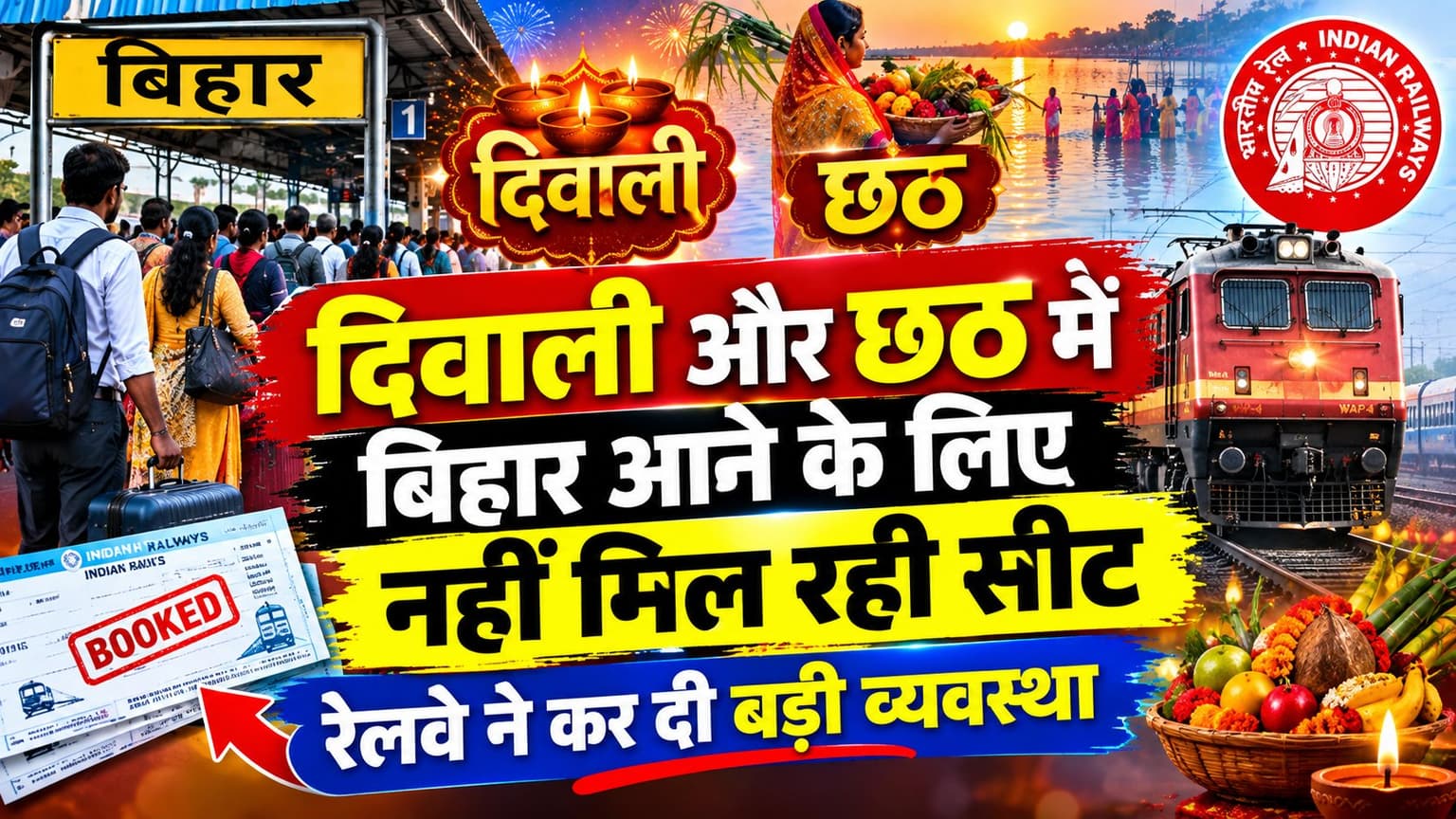 दिवाली और छठ में बिहार आने के लिए नहीं मिल रही सीट, अब टेंशन खत्म, रेलवे ने कर दी है बड़ी व्यवस्था