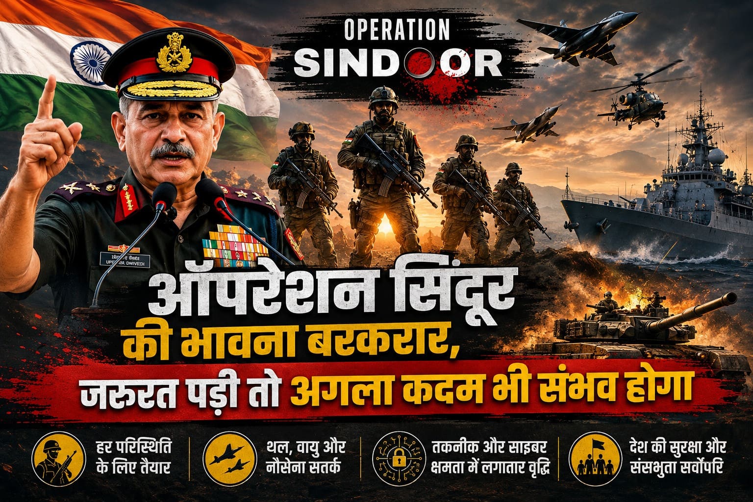 ऑपरेशन सिंदूर की भावना बरकरार, जरूरत पड़ी तो अगला कदम भी संभव होगा : जनरल उपेंद्र द्विवेदी