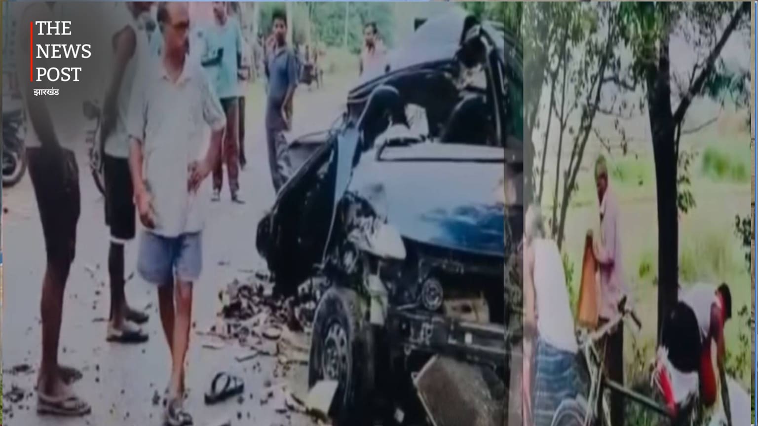 गोपालगंज में यूपी नंबर की कार हादसे का शिकार, पुलिस पहुंचने से पहले बोतलें लेकर भागे लोग