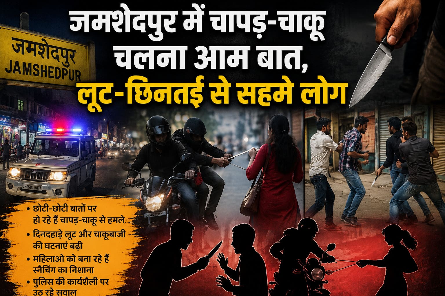 जमशेदपुर में चापड़-चाकू चलना आम बात, लूट-छिनतई से सहमे लोग