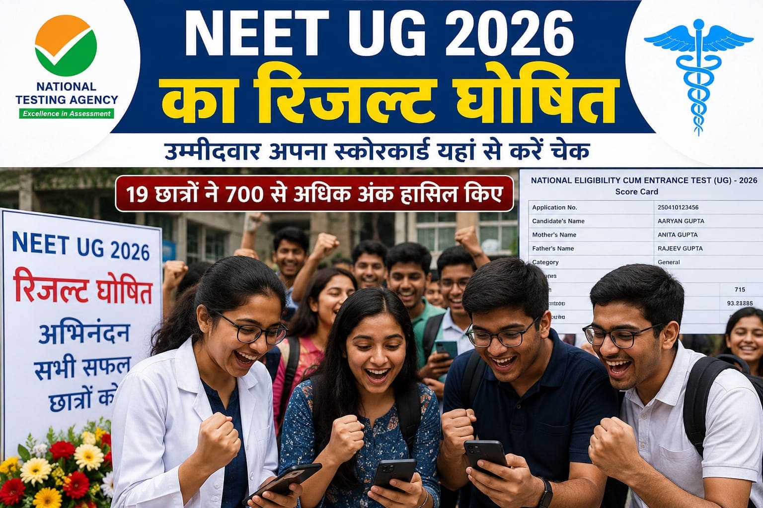 NEET UG Re-2026 Result: 715 अंक के साथ दो छात्रों ने किया टॉप, लड़कियों ने मारी बाजी