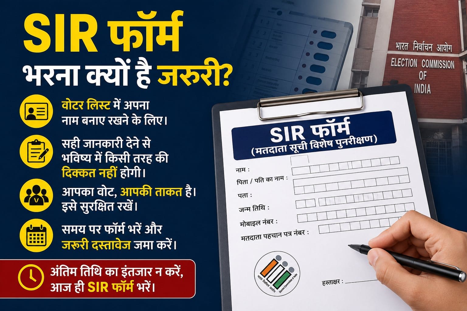 SIR फॉर्म भरना क्यों है जरूरी? अगर नहीं भरा तो क्या-क्या हो सकती है दिक्कतें, पढ़िए
