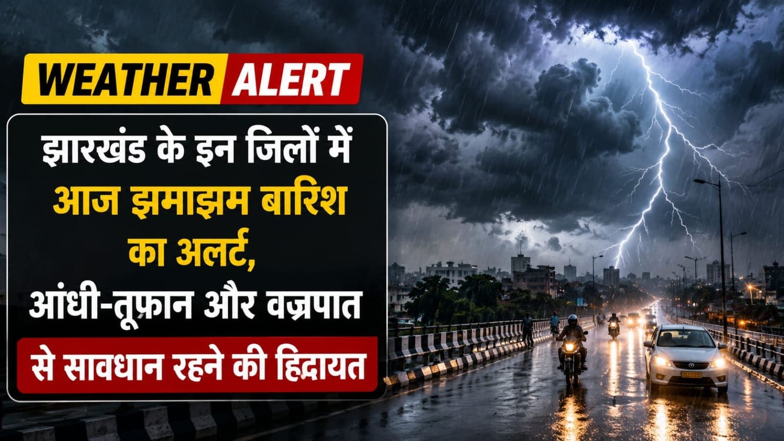 Weather Alert: झारखंड में आज भारी बारिश का अलर्ट, कई जिलों में आंधी-तूफान और वज्रपात की चेतावनी