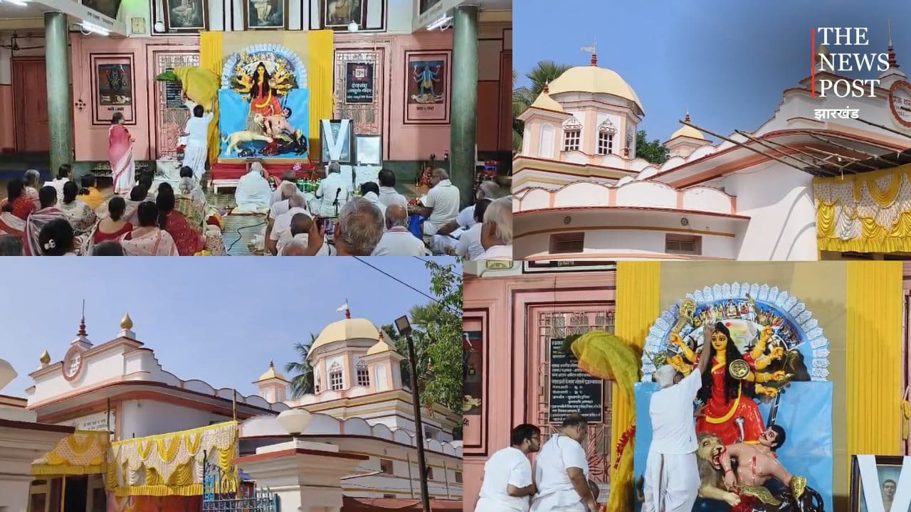 देवघर: नवदुर्गा मंदिर में अनोखी परंपरा, महासप्तमी पर पांच महासागर और सात समुद्रों के जल से होता है मां का महास्नान