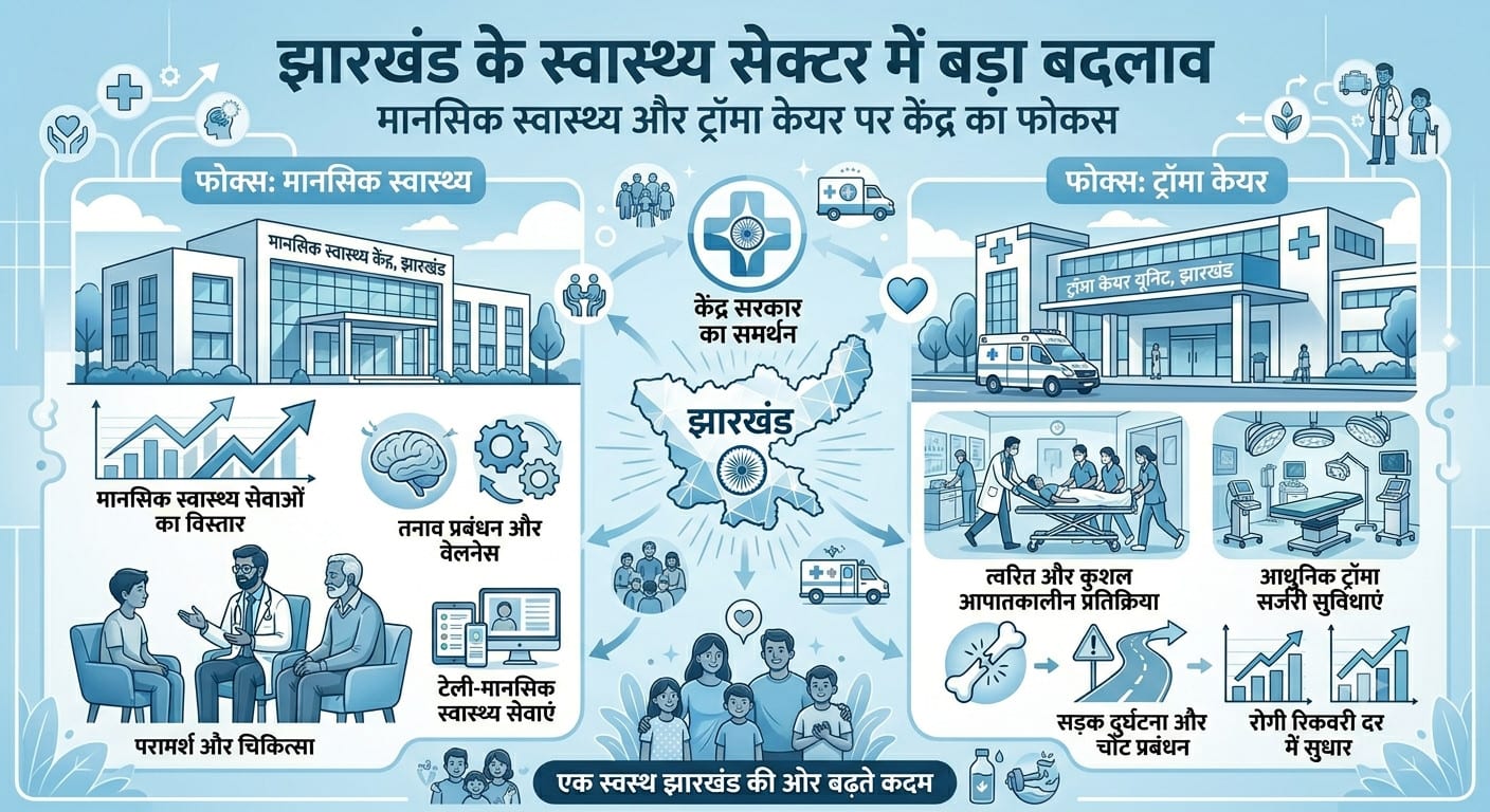 झारखंड के स्वास्थ्य सेक्टर में बड़ा बदलाव, मानसिक स्वास्थ्य और ट्रॉमा केयर पर केंद्र का फोकस