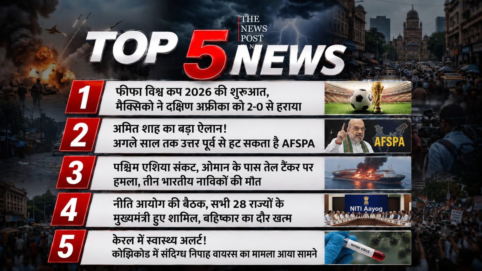 फीफा विश्व कप से लेकर नीति आयोग की बैठक तक, जाने देश-विदेश की 5 प्रमुख खंबरें