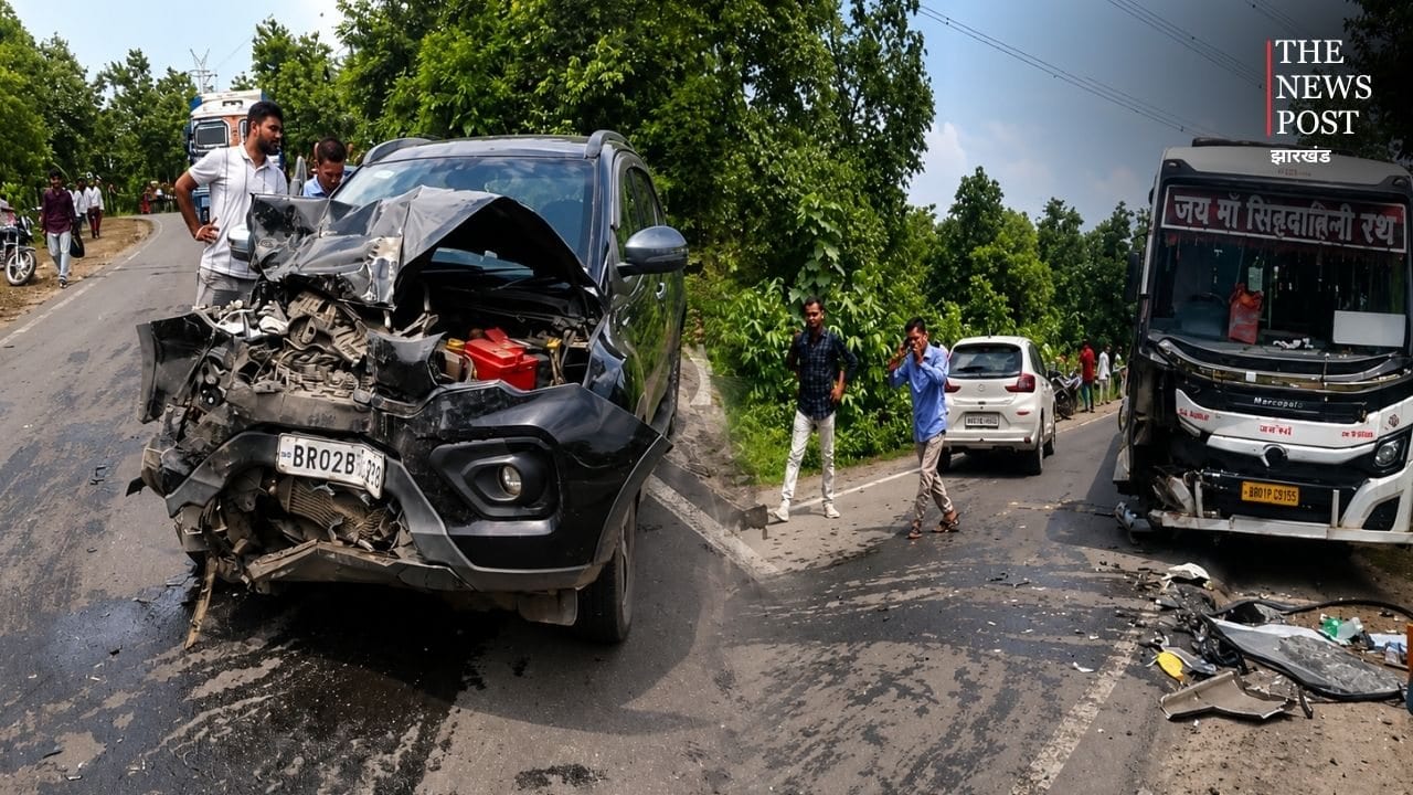 चतरा में दर्दनाक सड़क हादसा: बस और कार की सीधी टक्कर, 8 लोग  घायल