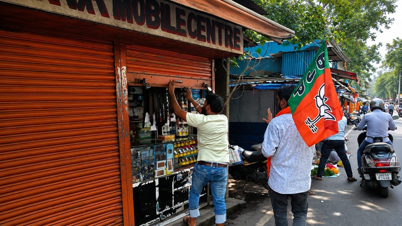 जमशेदपुर में झारखंड बंद का दिख रहा है मिला जिला असर, दुकानों को बंद करवाने में लगे हैं बीजेपी कार्यकर्ता