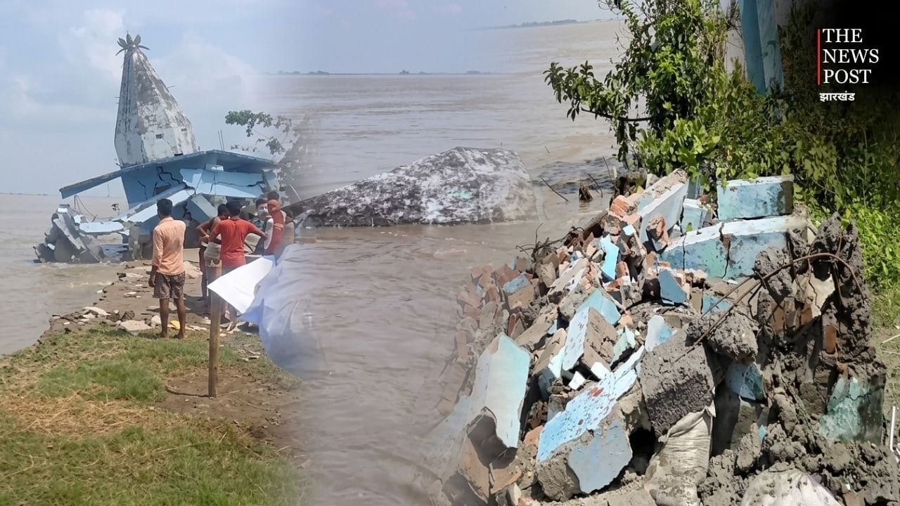 बिहार: कोसी के कटाव में नदी में समाया राधा-कृष्ण मंदिर, घटते जलस्तर के बीच बढ़ी दहशत