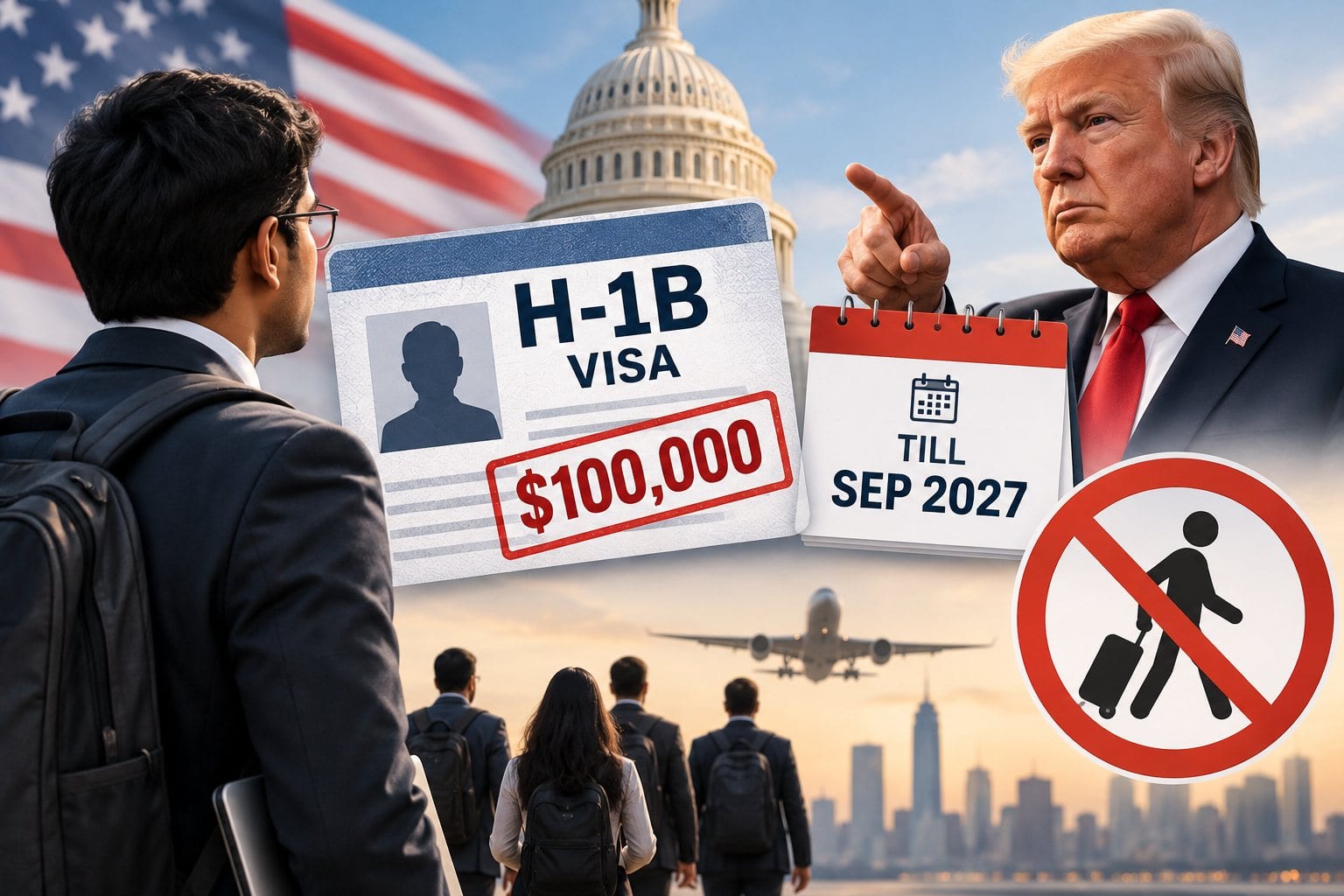अमेरिका जाने वाले भारतीयों की बढ़ी टेंशन,  H-1B Visa पर 1 लाख डॉलर फीस का नियम एक साल और बरकरार
