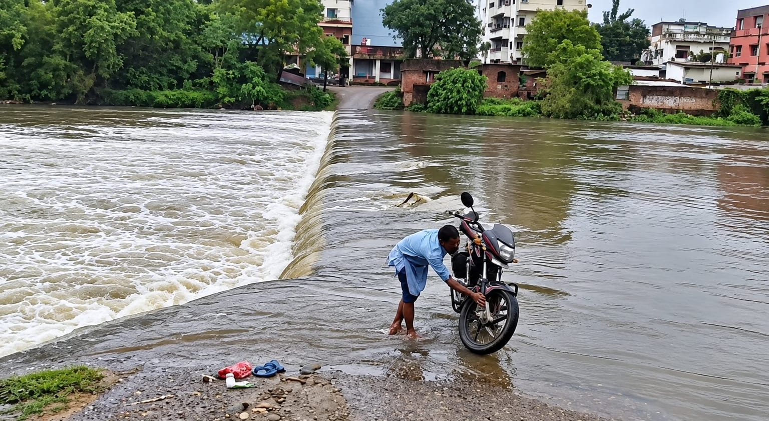 बोकारो: गरगा डैम के फाटक खुले तो उफनाई नदी, भर्रा पुल के ऊपर से बह रहा पानी