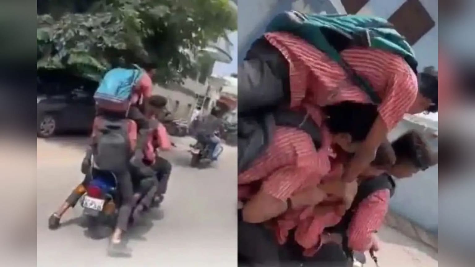 एक-दूसरे के कंधे पर बैठे 6 बच्चे, बाइक पर ऐसा स्टंट देख दंग रह गए लोग, देखिए Video