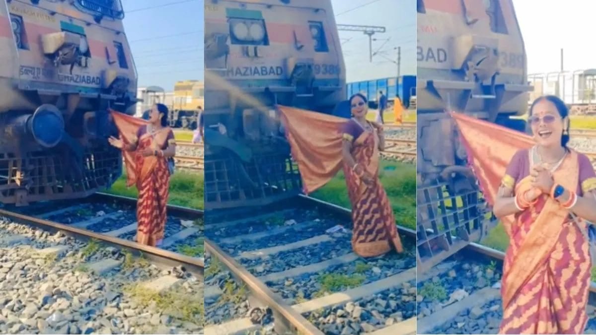 फेमस होने का ऐसा जुनून! ट्रेन के इंजन से साड़ी का पल्लू बांधकर डांस करने लगी महिला, जब VIDEO हुआ वायरल तो.....