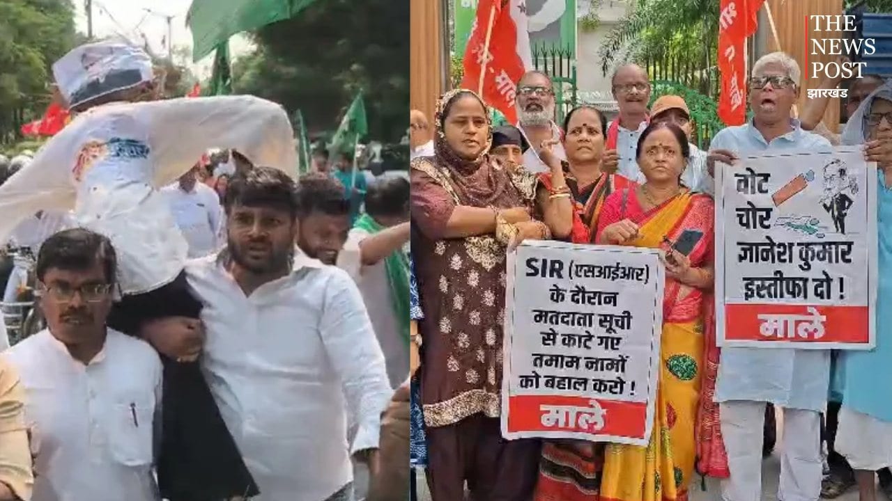 SIR के खिलाफ पटना में महागठबंधन का प्रदर्शन, CEC ज्ञानेश कुमार के पुतले फूंके
