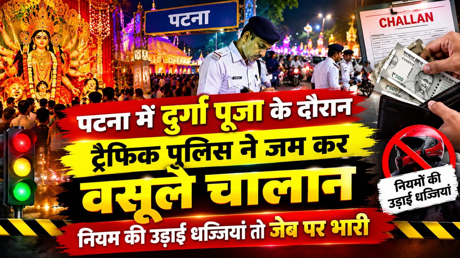 दुर्गा पूजा के दौरान पटना में खूब कटे चालान, एक दिन में 36 लाख का जुर्माना