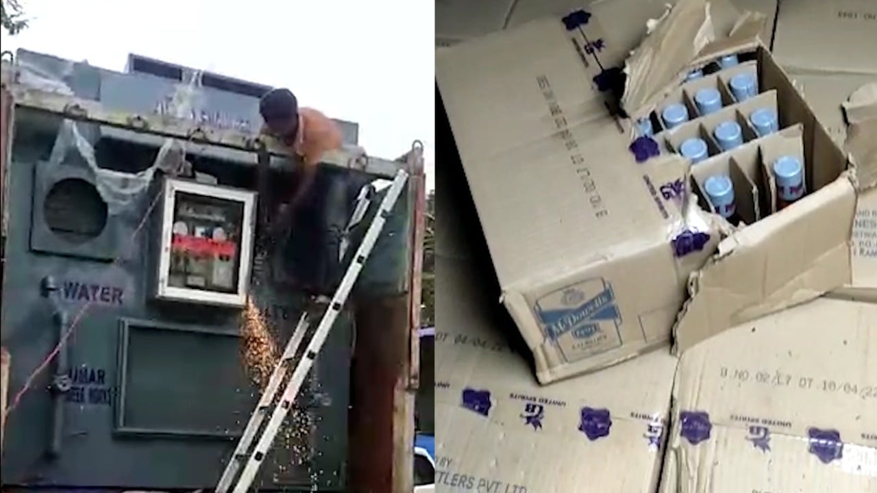 बिहार में शराब माफ़ियाओं का अनोखा अंदाज, ट्रक में वॉटर फ़िल्टर मशीन फिट कर लाई जा रही थी विदेशी शराब