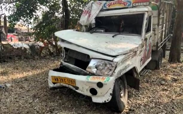 दुमका: मछली लदा पिकअप वैन पलटा, कोई हताहत नही