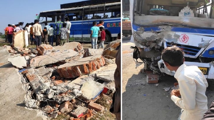 गढ़वा में बेकाबू होकर पलटी यात्री बस, 24 से ज्यादा लोग घायल