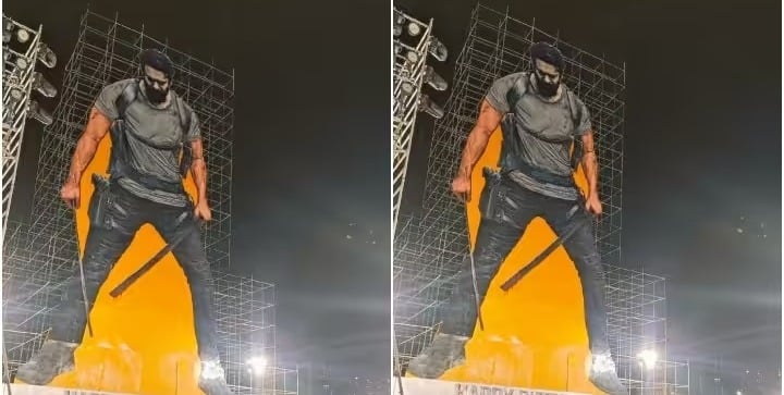 साउथ सुपर स्टार प्रभास के फैंस की कुछ ऐसी दीवानगी, 230 फीट ऊंचा लगाया कटआउट, सड़क पर फोड़े नारियल