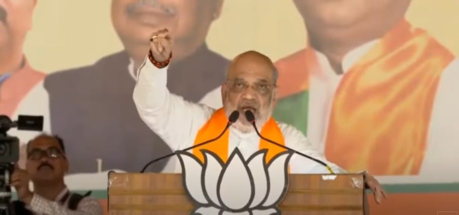 अमित शाह ने खूंटी में की चुनावी जनसभा, कहा- लूटने वालों को उल्टा कर सीधा करेंगे