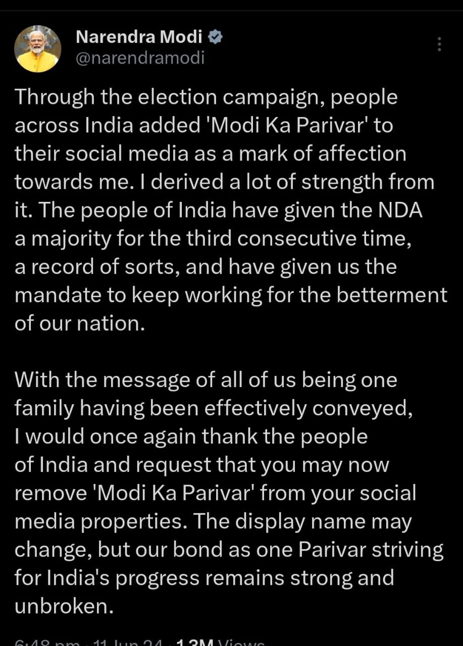 प्रधानमंत्री ने भाजपा कार्यकर्ताओं से क्या किया आग्रह, जानिए 'मोदी का परिवार' हटाने को क्यों कहा