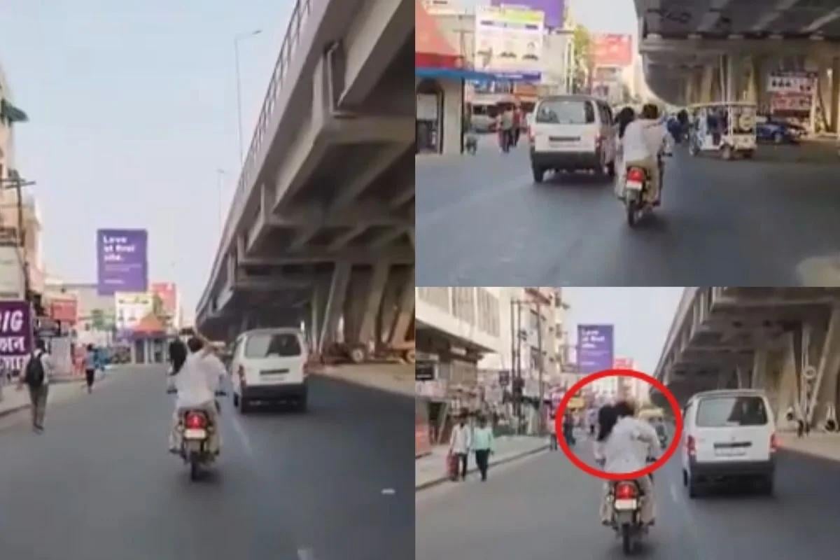 Viral Video: चलती बाइक पर महिला शख्स पर बरसाते रही चप्पल, लोग बोले- घोर कलयुग...मर्द कल भी बेचारा था और आज भी लाचार है
