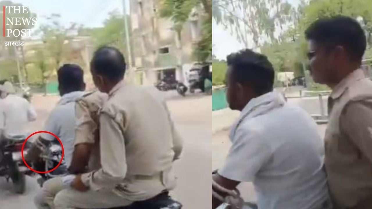 गजब हो गया भाई ! कैदी चला रहा बाइक और पीछे बैठी है पुलिस ! देखे वायरल वीडियो