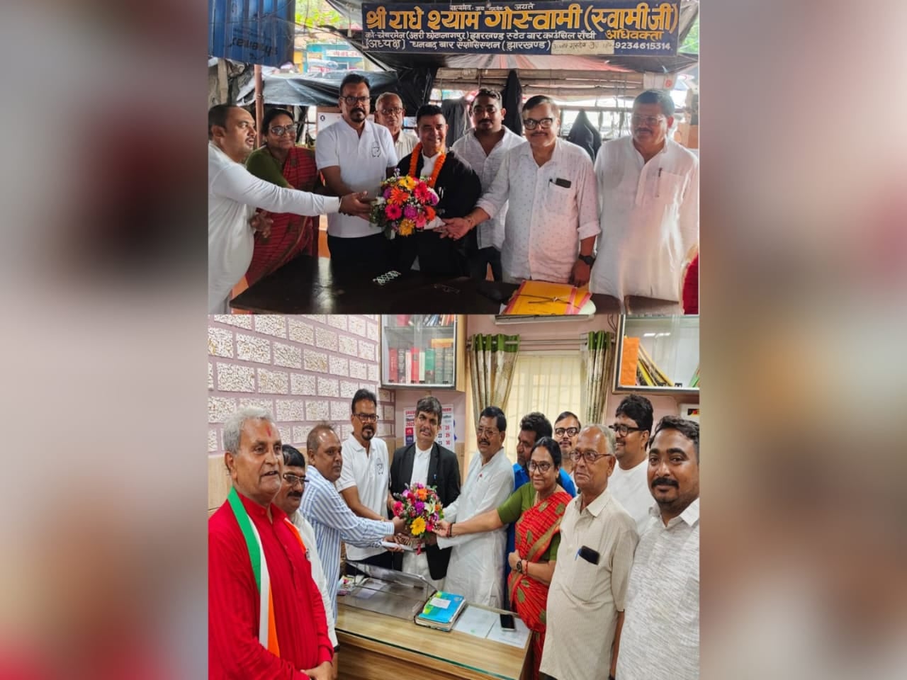 बार एसोसिएशन के अध्यक्ष -महासचिव को अशोक सिंह और कांग्रेस टीम ने दी बधाई