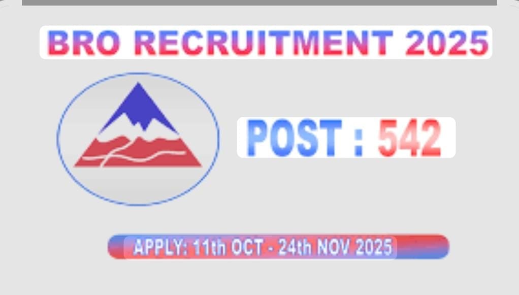 BRO Recruitment: 10वीं पास के लिए बॉर्डर रोड ऑर्गेनाइजेशन में इन पदों पर निकली भर्ती, 11 अक्टूबर से आवेदन शुरू