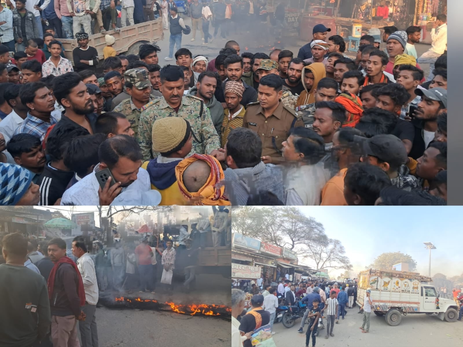 हुसैनाबाद में हाईवा ने छात्रा को कुचला,मौत के बाद बवाल,सड़क जाम