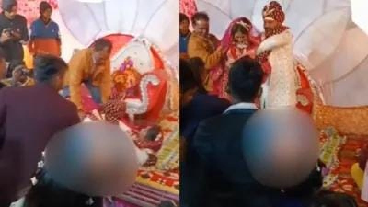 ओवर कॉन्फिडेंस पड़ा भारी! दुल्हन को गोद में उठाकर स्टेज चढ़ रहा था दूल्हा, तभी हो गया  बड़ा कांड, देखिए Video