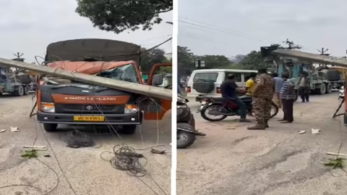 रांची के HEC सेक्टर-2 में हादसा: CRPF वैन पर गिरा बिजली का पोल, चालक घायल
