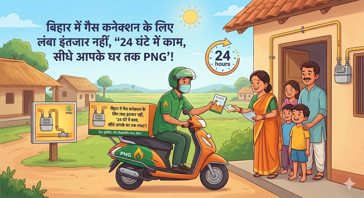 बिहार में गैस कनेक्शन के लिए अब लंबा इंतजार नहीं, 24 घंटे में सीधे आपके घर तक PNG