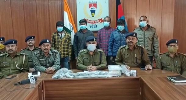 PLFI  के 5 उग्रवादी गिरफ्तार, भारी मात्रा में हथियार,बाइक और नगदी बरामद