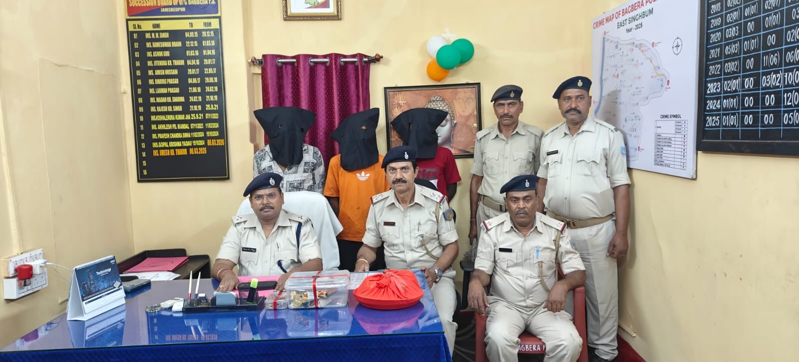 जमशेदपुर पुसिल ने किया चोरी कांड का खुलासा, तीन शातिर गिरफ्तार