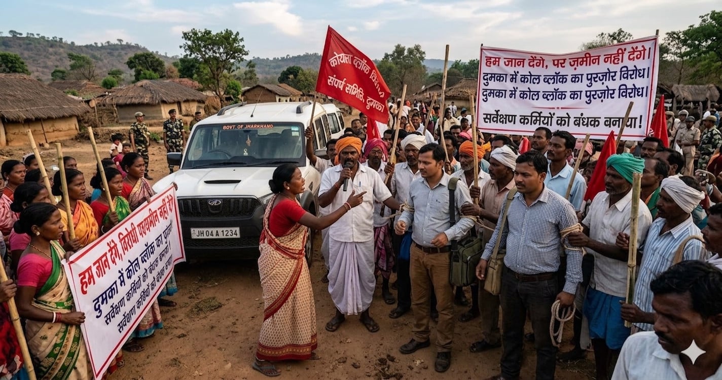 दुमका में कोल ब्लॉक का विरोध, सर्वेक्षण करने पहुंचे कर्मियों को ग्रामीणों ने बनाया बंधक