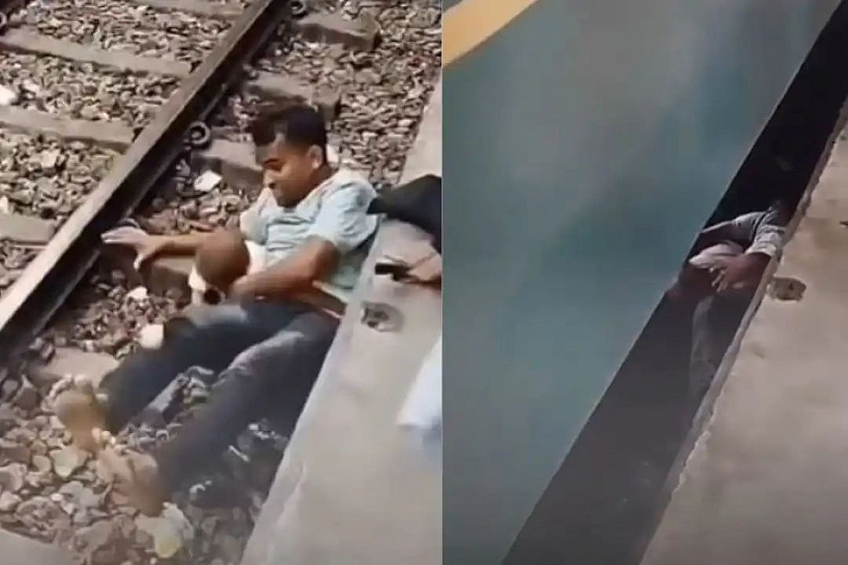 बेटे की जान बचाने के लिए ट्रेन के नीचे कूदा बाप, आगे का मंजर देख रह जाएंगे सन्न, देखिए Video
