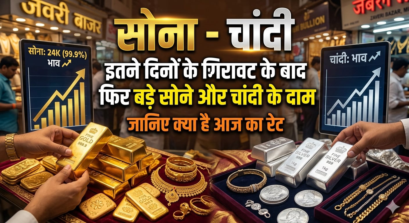 सोना - चांदी: इतने दिनों के गिरावट के बाद फिर बढ़ा सोने और चांदी का दाम, जानिए क्या है आज का रेट