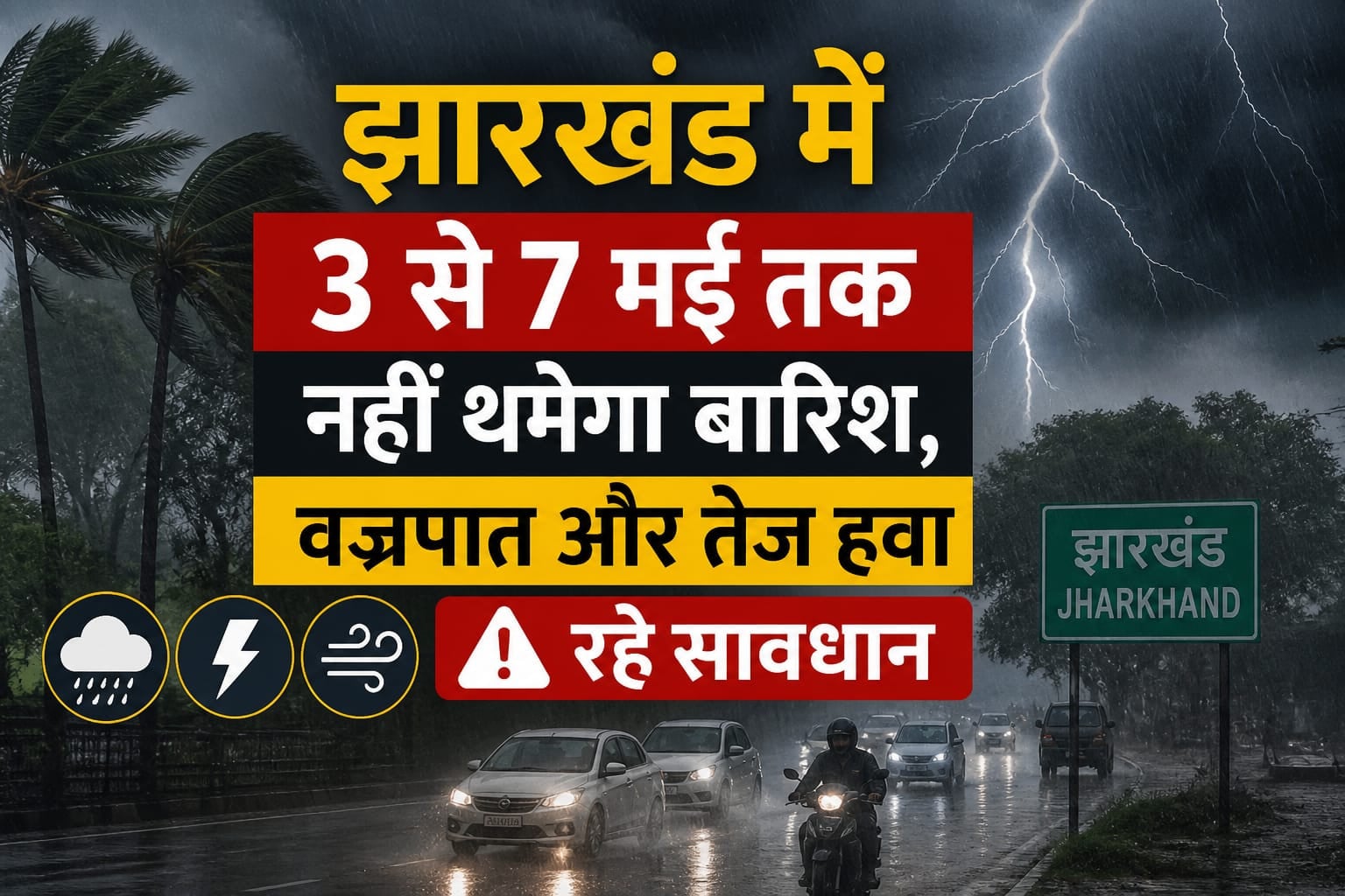 Weather Alert:झारखंड में 3 से 7 मई तक बारिश, वज्रपात और तेज हवा का कहर, IMD ने जारी किया अलर्ट