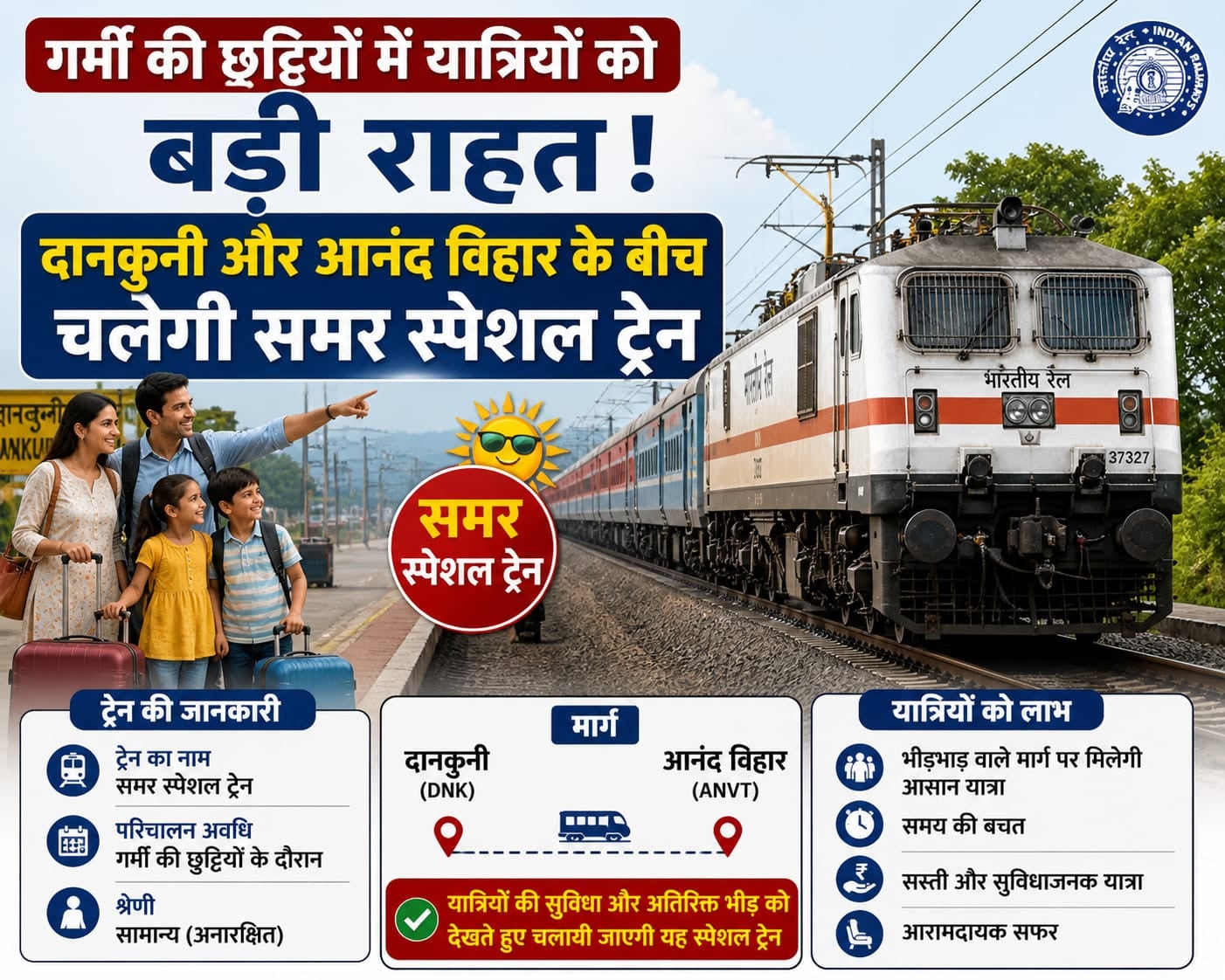 रेल यात्रियों के लिए बड़ी खुशखबरी! पश्चिम बंगाल से दिल्ली के बीच चलेगी समर स्पेशल ट्रेन