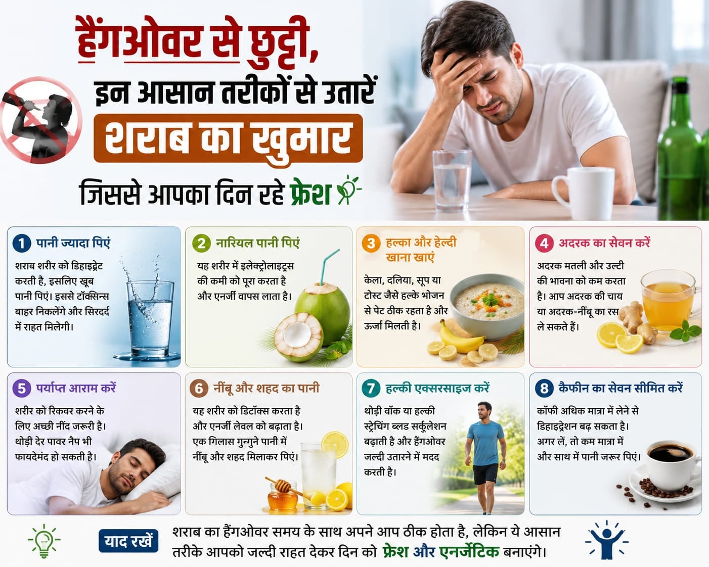 हैंगओवर से छुट्टी! इन आसान तरीकों से उतारें शराब का खुमार जिससे आपका दिन रहे फ्रेश