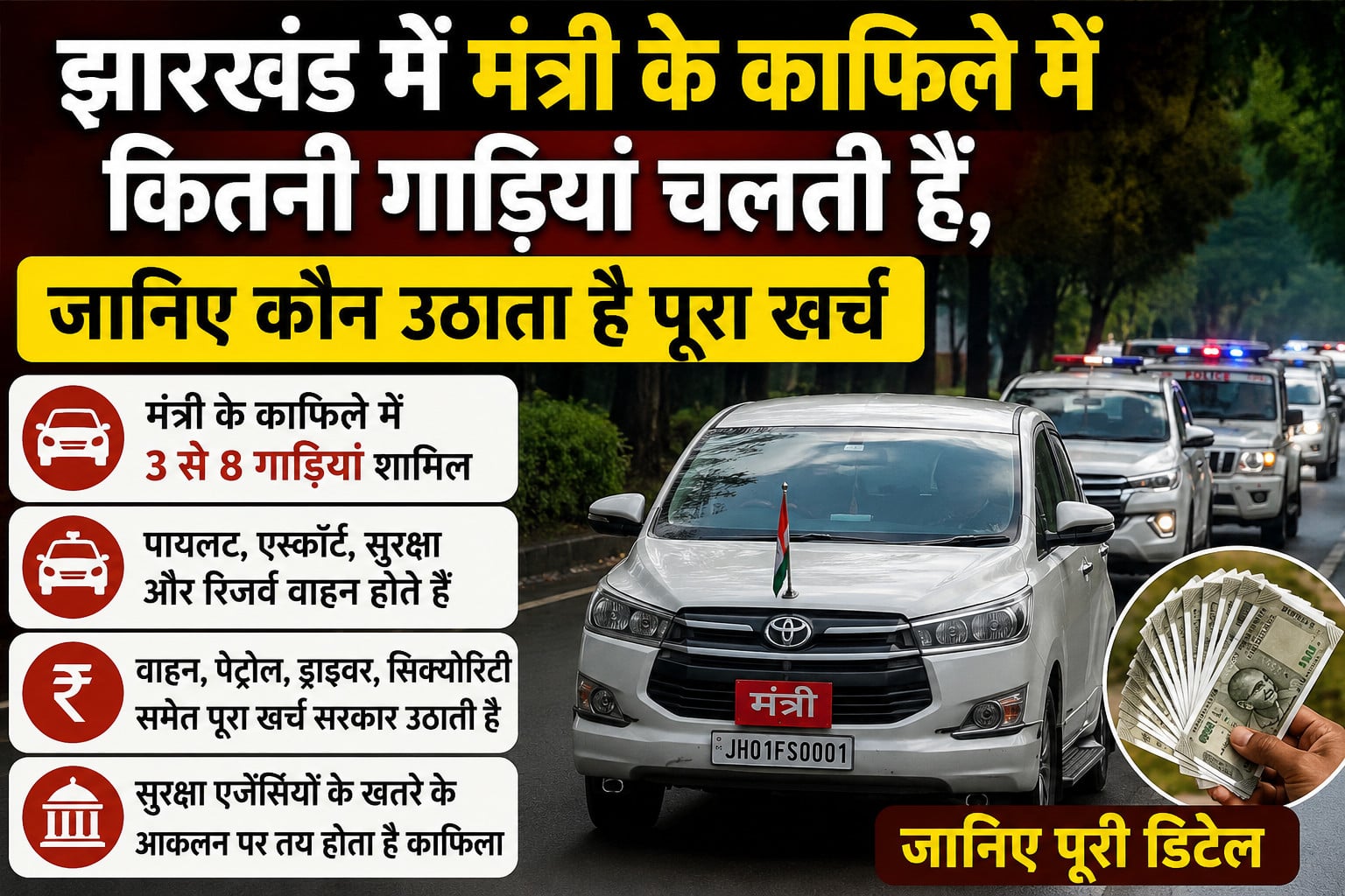 झारखंड में मंत्री के काफिले में कितनी गाड़ियां चलती हैं, जानिए कौन उठाता है पूरा खर्च