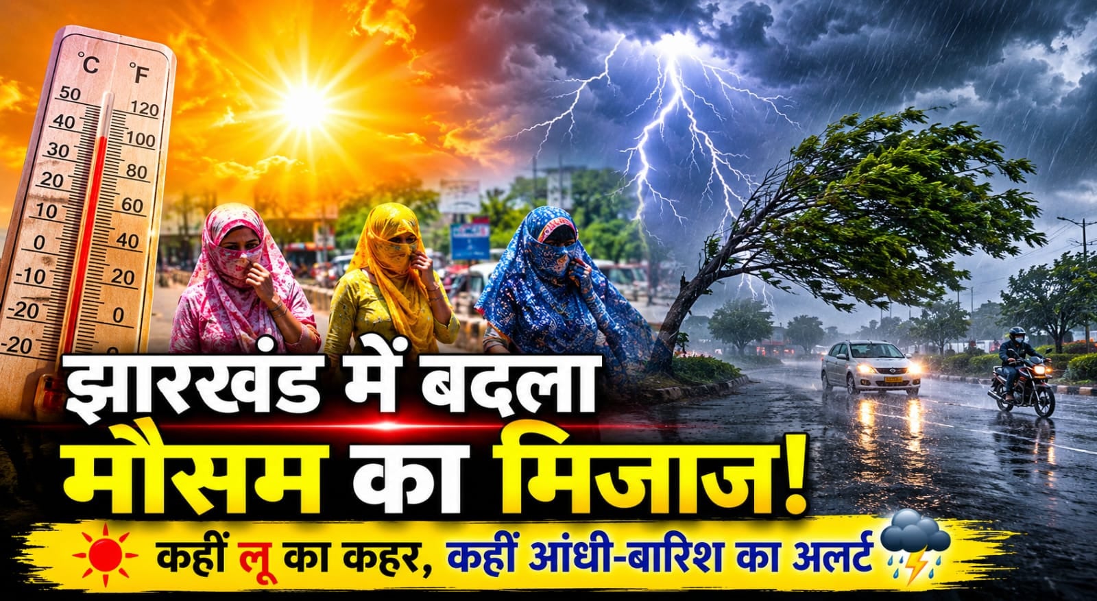 Weather Alert:झारखंड में बदला मौसम का मिजाज: कहीं लू का कहर, कहीं आंधी-बारिश का अलर्ट